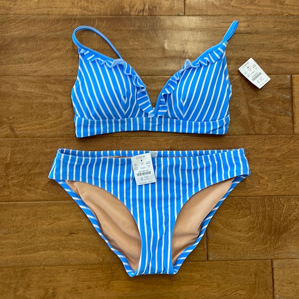 J. Crew blue and white bikini bundle size small